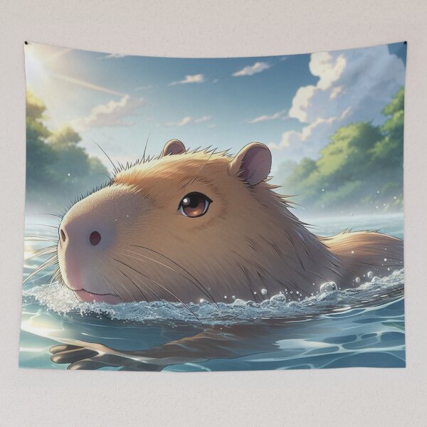 Item preview, Capybara swims in water, tiktok trend designed and sold by Nastasiakhmnk.