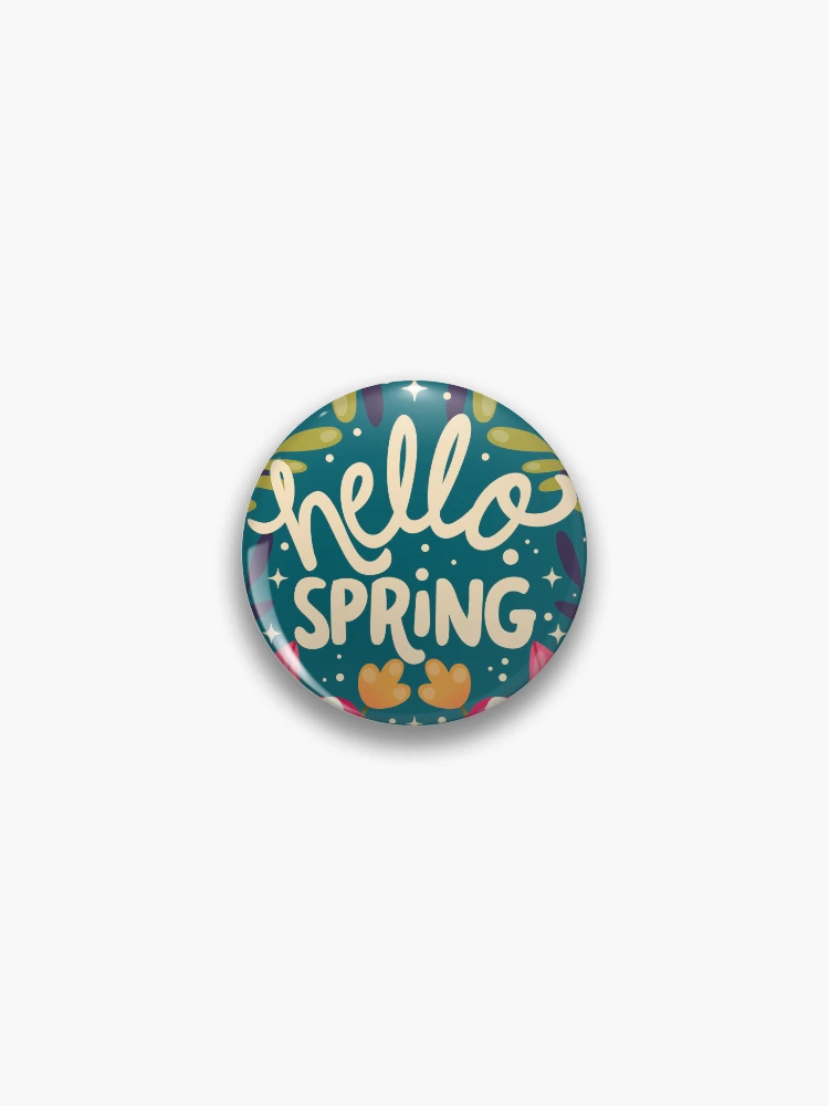 Thumbnail 1 of 3, Pin, Hello Spring Hand Lettering designed and sold by BlueLela.