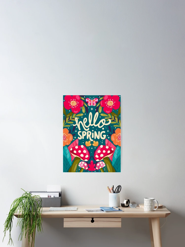 Thumbnail 2 of 3, Poster, Hello Spring Hand Lettering  designed and sold by BlueLela.