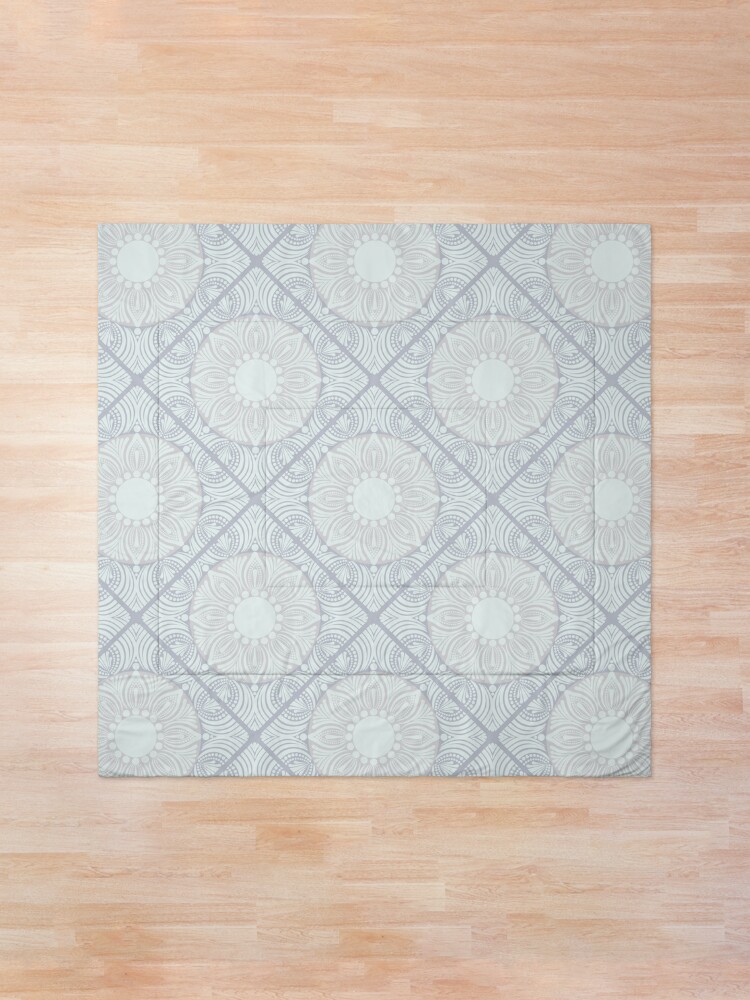 Comforter, Silver Smoke Tonal Tiers Dot Mandala Diamond Tile designed and sold by Triplicate Limited