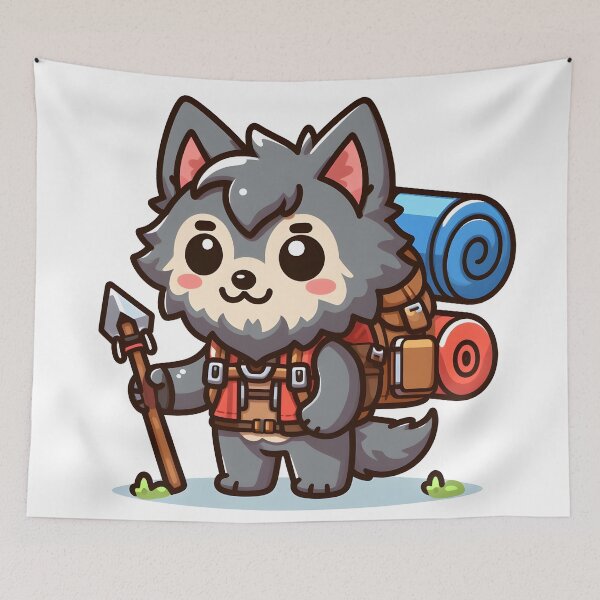 Item preview, Kawaii Lovable Werewolf With Backpack designed and sold by CanvasCutie.