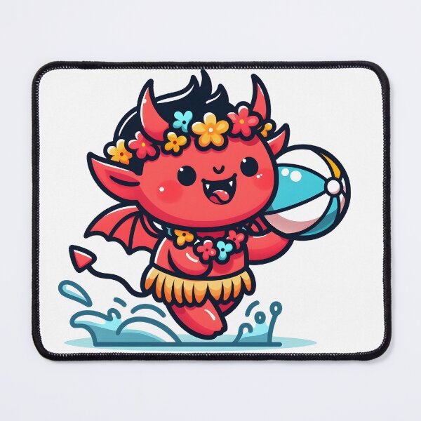Item preview, Kawaii Buoyant Demon: Wearing A Hawaiian Flower Lei designed and sold by CanvasCutie.