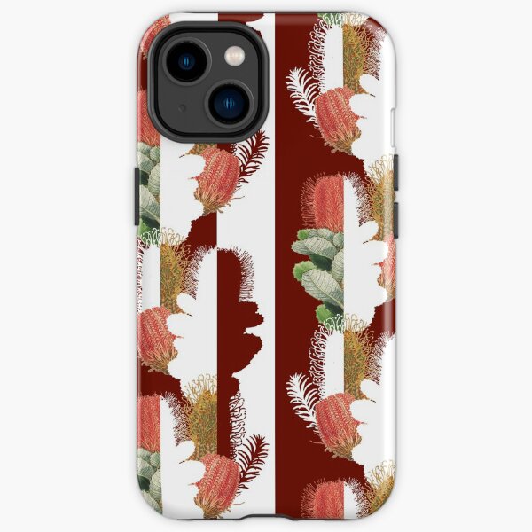 Banksia Stripes Crimson iPhone Tough Case