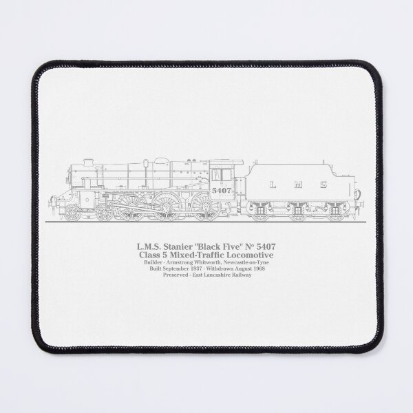 Item preview, LMS Stanier Black 5 No 5407 - Line Drawing designed and sold by Steve H Clark.