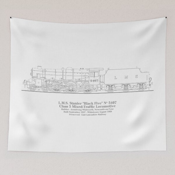 Item preview, LMS Stanier Black 5 No 5407 - Line Drawing designed and sold by Steve H Clark.