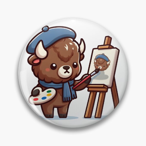 Item preview, Kawaii Bison With Artist Beret designed and sold by CanvasCutie.