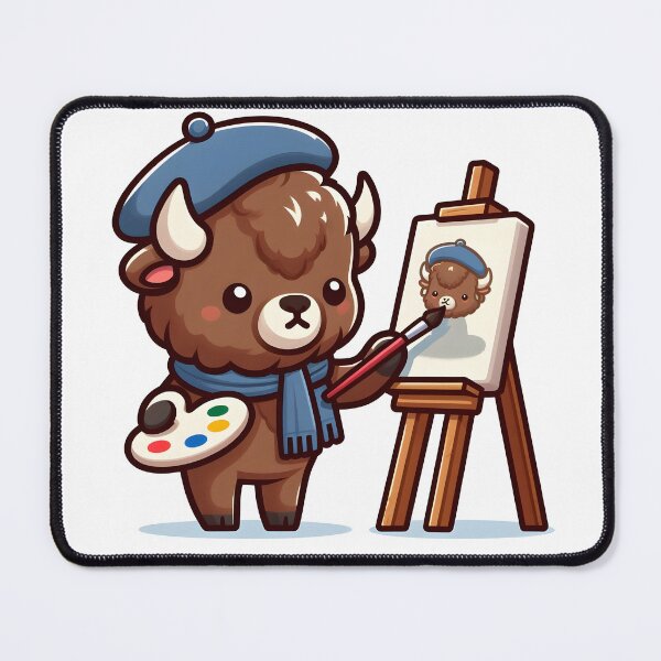 Item preview, Kawaii Bison With Artist Beret designed and sold by CanvasCutie.