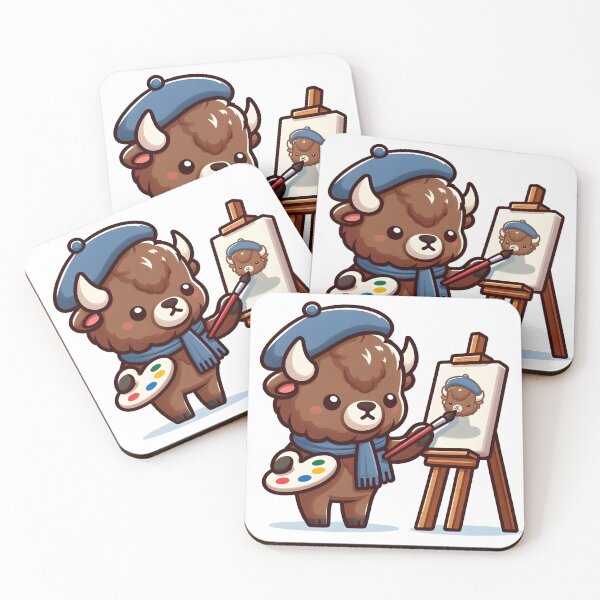 Item preview, Kawaii Bison With Artist Beret designed and sold by CanvasCutie.