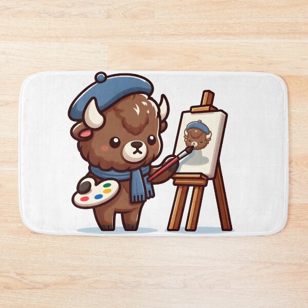 Item preview, Kawaii Bison With Artist Beret designed and sold by CanvasCutie.