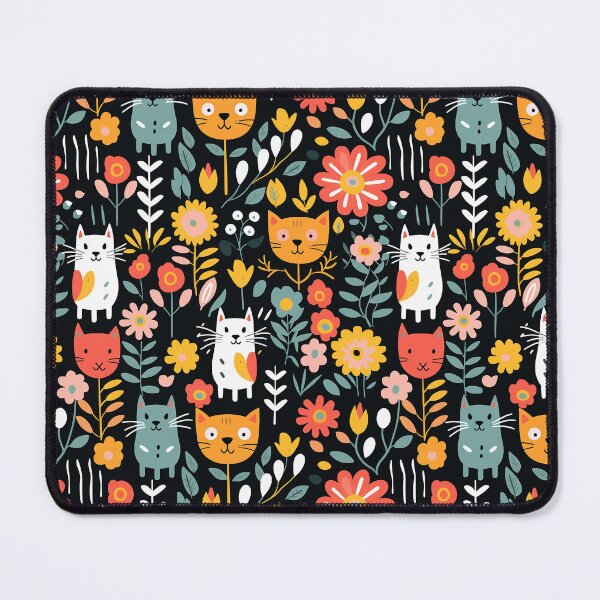 Item preview, Cute Whimsical Cats Flowers Pattern designed and sold by tsuttles.