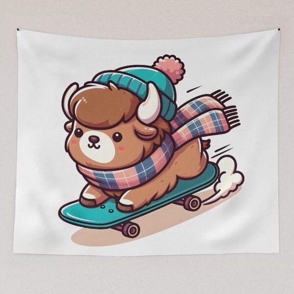 Item preview, Kawaii Bison With Scarf designed and sold by CanvasCutie.