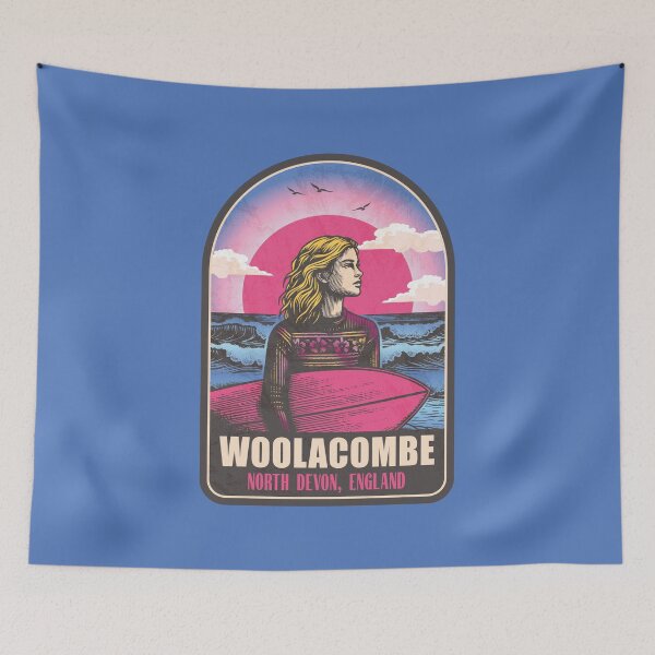Item preview, Woolacombe North Devon England Vintage Surfing Graphic designed and sold by CynthiaGraphics.