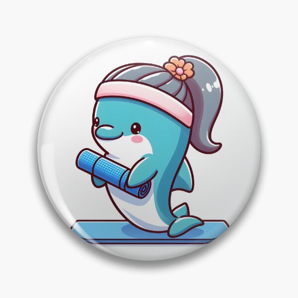 Item preview, Kawaii Dolphin With A Yoga Mat And A Headband Doing Yoga designed and sold by CanvasCutie.