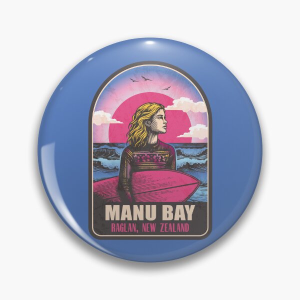 Item preview, Manu Bay Raglan New Zealand Vintage Surfing Graphic designed and sold by CynthiaGraphics.