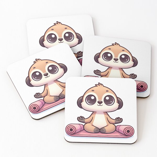 Item preview, Kawaii Meerkat With A Yoga Mat designed and sold by CanvasCutie.