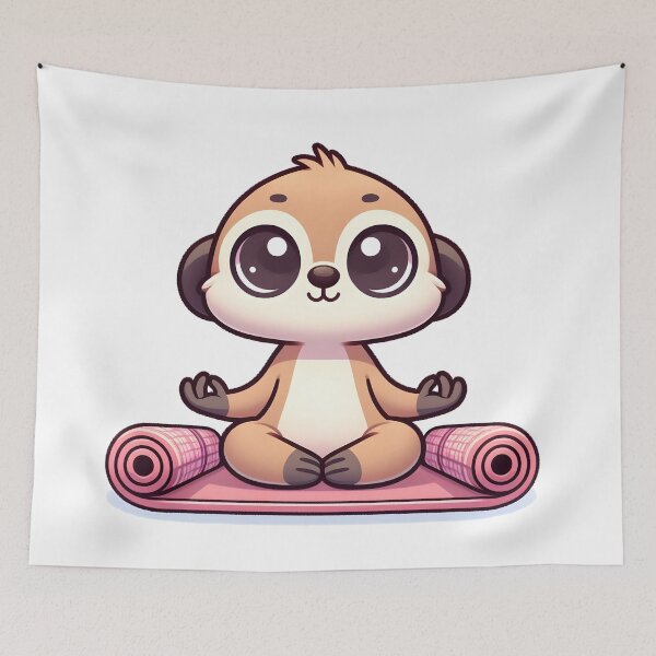 Item preview, Kawaii Meerkat With A Yoga Mat designed and sold by CanvasCutie.
