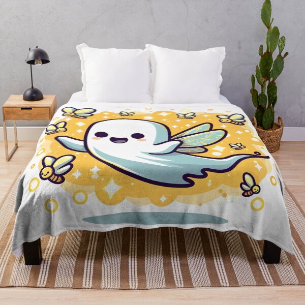 Item preview, Kawaii Ghost Whisperer Flying Alongside A Swarm Of Fireflies designed and sold by CanvasCutie.