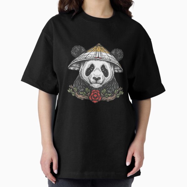 Vista previa del artículo con la obra «Panda gigante samurai con sombrero de arroz», diseñado y vendido por Mr Rychu.