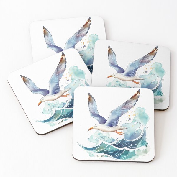 Item preview, Watercolor style seagull flying above the wavesa designed and sold by 1enchik.