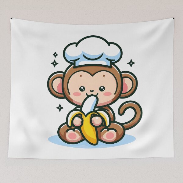 Item preview, Kawaii Monkey With Chef'S Hat designed and sold by CanvasCutie.