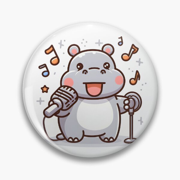 Item preview, Kawaii Hippo With Microphone designed and sold by CanvasCutie.
