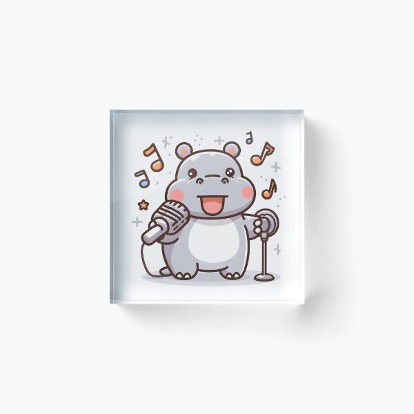 Item preview, Kawaii Hippo With Microphone designed and sold by CanvasCutie.