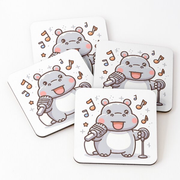 Item preview, Kawaii Hippo With Microphone designed and sold by CanvasCutie.