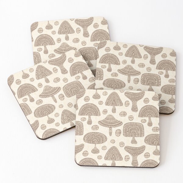 Item preview, Abstract Mushrooms - Light Brown on Cream designed and sold by DuckyRubin.