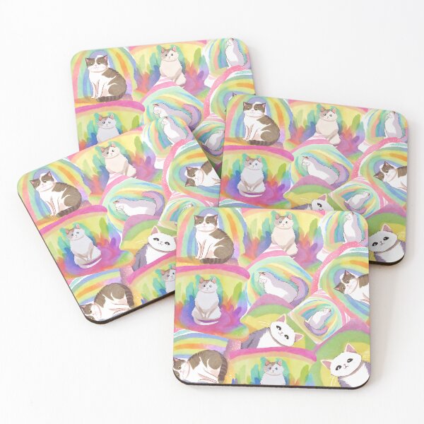Item preview, LGBT cat rainbow water colour collage designed and sold by BritishDelights.