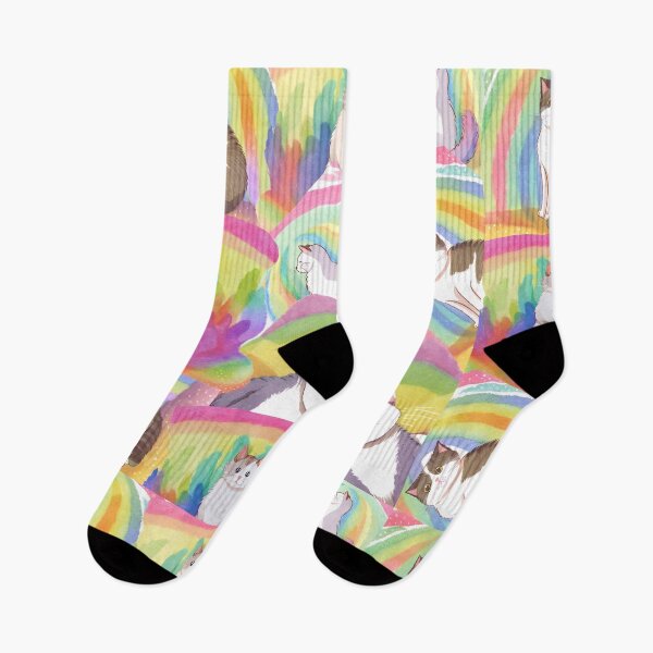 Item preview, LGBT cat rainbow water colour collage designed and sold by BritishDelights.