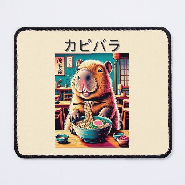 Item preview, Kawaii Capybara Eating Ramen Noodles Anime Japanese designed and sold by ArtFromBeyond.