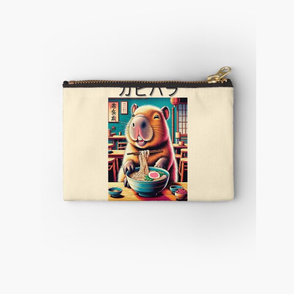 Item preview, Kawaii Capybara Eating Ramen Noodles Anime Japanese designed and sold by ArtFromBeyond.