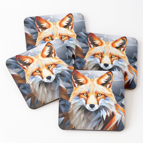 Item preview, Orange and gray Geometric Fox Portrait / Geometric animal design designed and sold by GeometricPets.