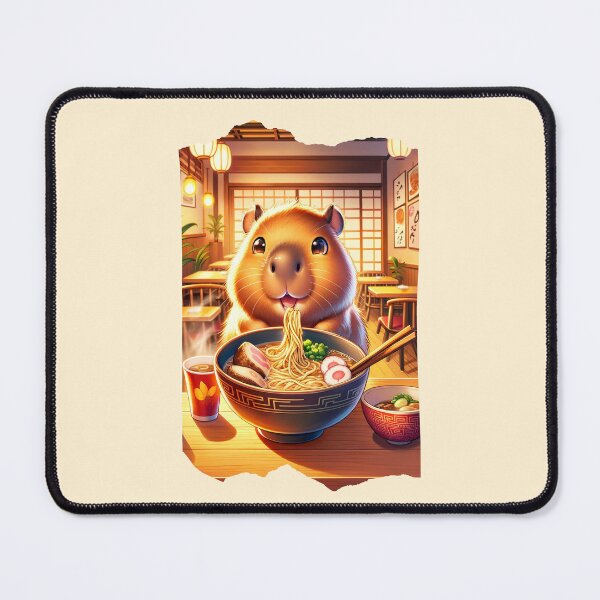 Item preview, Kawaii Capybara Eating Ramen Noodles Anime Japanese designed and sold by ArtFromBeyond.