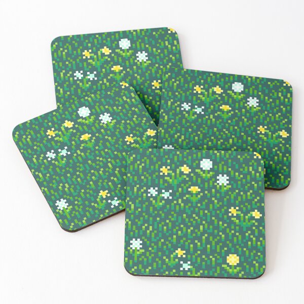 Item preview, Green Grass and Dandelion Flower Tile Pixel Art designed and sold by HeatherUnderground.