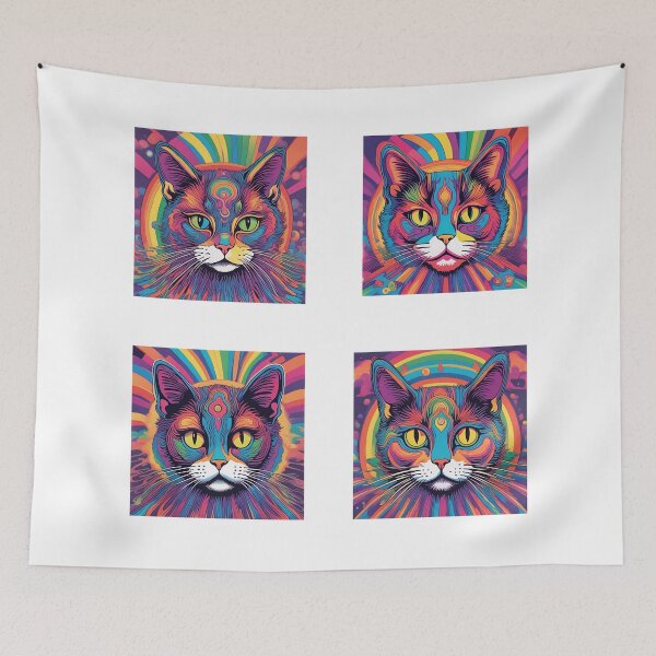 Item preview, LGBT cat rainbow colour collage designed and sold by BritishDelights.