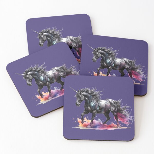 Item preview, a black unicorn as a digital watercolor designed and sold by Rose Design & Photos.