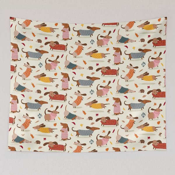 Item preview, Fall Dachshunds in Sweaters (Condensed Pattern) designed and sold by BexMorleyArt.