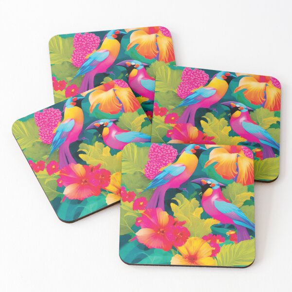 Item preview, Frame of lush tropical flowers and birds designed and sold by Mahilis.