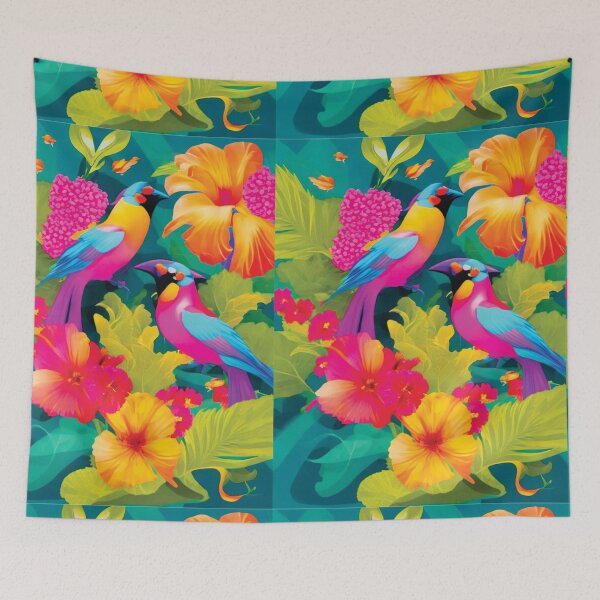 Item preview, Frame of lush tropical flowers and birds designed and sold by Mahilis.
