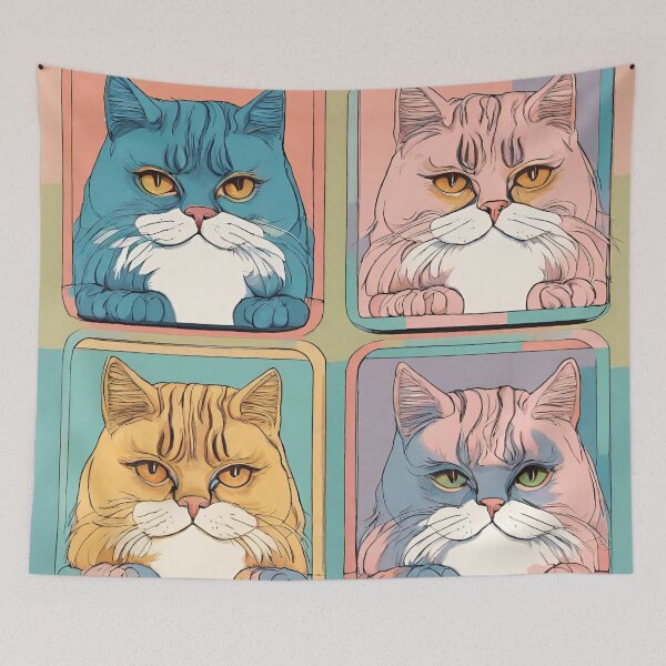 Item preview, Cats mid century wall art designed and sold by VickyJo111.