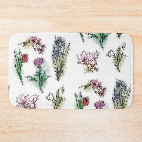 Item preview, Spring Flowers set, Art Nouveau flower pattern, nature, Tulip, Iris, Cherry Blosom, Primrose, Pastel, Watercolor style designed and sold by SSINAMOON.