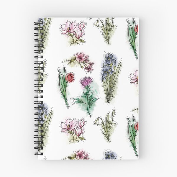 Item preview, Spring Flowers set, Art Nouveau flower pattern, nature, Tulip, Iris, Cherry Blosom, Primrose, Pastel, Watercolor style designed and sold by SSINAMOON.