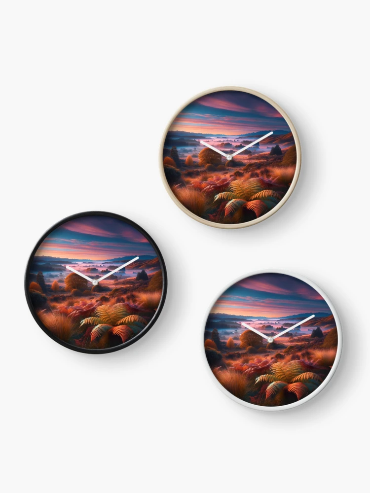 Thumbnail 3 of 4, Clock, Title: Misty Morning   designed and sold by Sienna Hamilton-Katene.