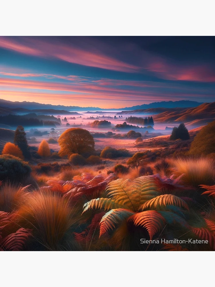 Thumbnail 4 of 4, Clock, Title: Misty Morning   designed and sold by Sienna Hamilton-Katene.