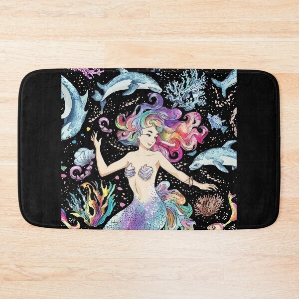 Item preview, Cute little sea  tail mermaid in the ocean. designed and sold by DunuStore.