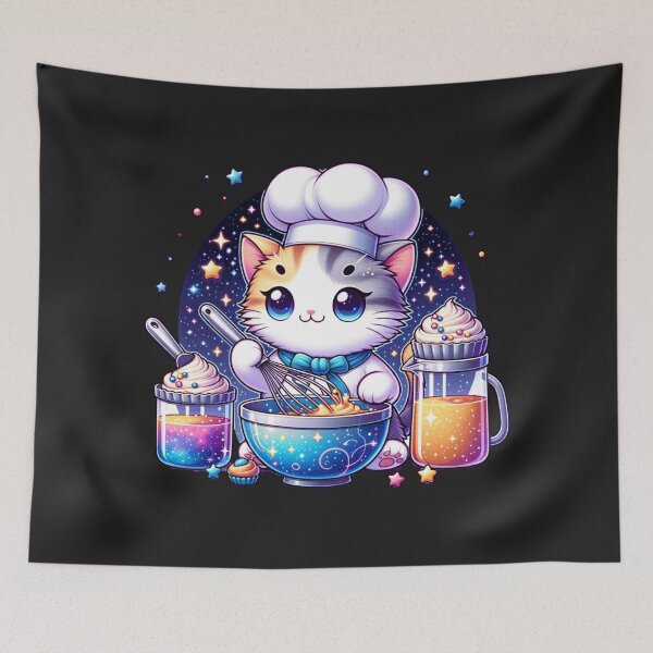 Item preview, Galactic Cat Bakery Chef Baking Cupcakes designed and sold by Diane Gotti.