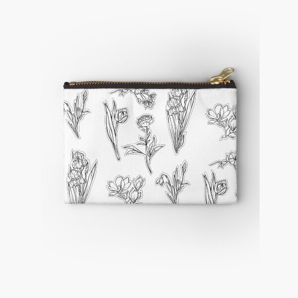 Item preview, Black and white Spring Flowers set, Art Nouveau flower pattern, nature, Tulip, Iris, Cherry Blosom, Primrose, Pastel, Watercolor style designed and sold by SSINAMOON.