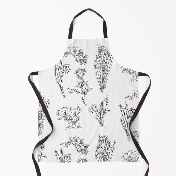 Item preview, Black and white Spring Flowers set, Art Nouveau flower pattern, nature, Tulip, Iris, Cherry Blosom, Primrose, Pastel, Watercolor style designed and sold by SSINAMOON.
