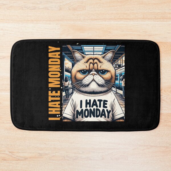 Item preview, Grumpy Cat Monday,: Whimsical Feline at the Train Station designed and sold by Kookie Tarp.